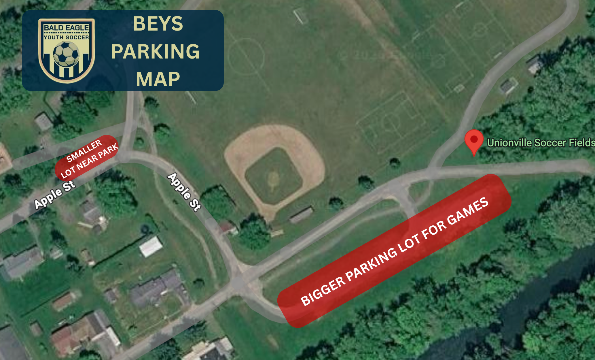 Bald Eagle Youth Soccer Parking Map